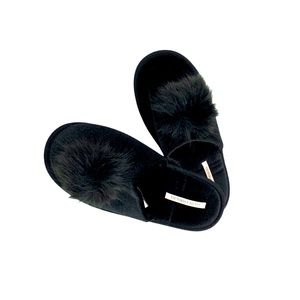 Victoria's Secret Sleep Pom-Pom Pretty Slippers Black Large New